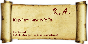 Kupfer András névjegykártya